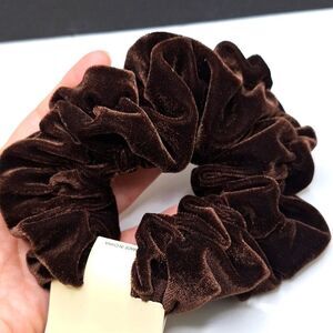 Large Jumbo velvet brown scrunchie velour ruccing soft hair tie